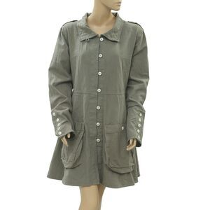 Ewa i Walla Buttondown Coat Jacket Dress Peasant Lagenlook Vintage M NWD 250883